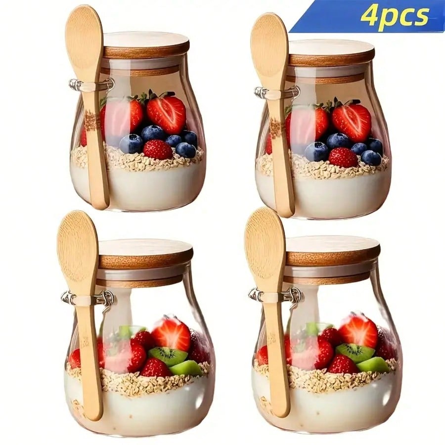 Meal Prep Yogurt Parfait - 4-pak pojemników na owsiankę na noc,