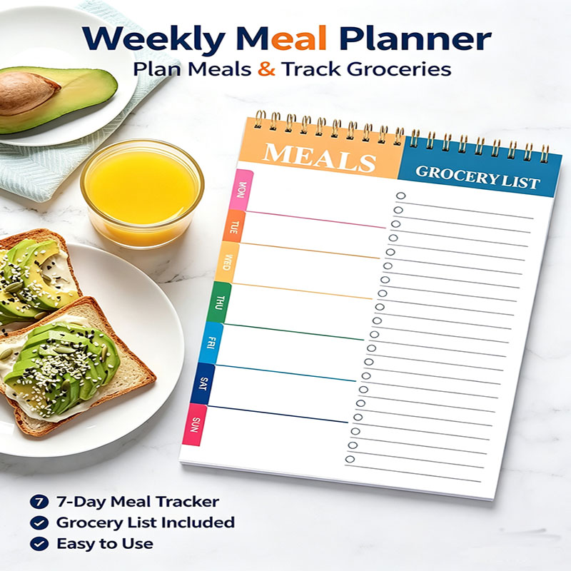 Meal Prep Plan - Tygodniowy planer posiłków, notatnik 5,6x8,5 cala,