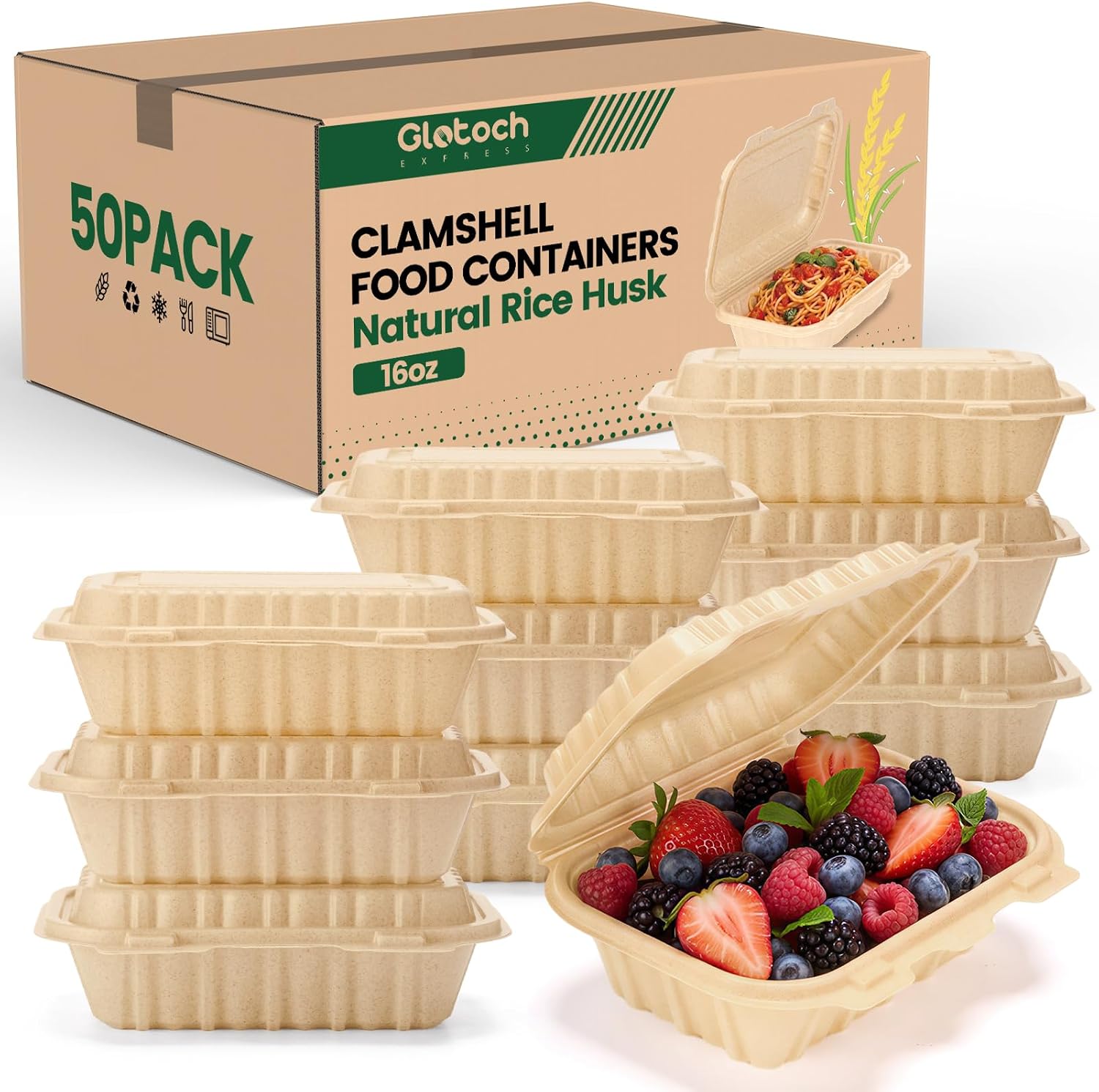 Meal Prep Pasta - 50 sztuk pojemników typu clamshell o